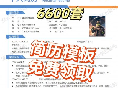 价值1999的6600多套简历模版，花了我5个晚上整理出来的，赶紧收藏吧！